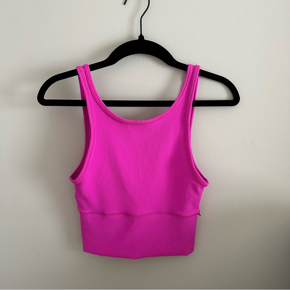 Lululemon Pow Pink Ribbed Power Pivot Tank, Size 2